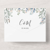 フローラスクリプトモノグラムQRコー結婚ド オールインワン招待状 (裏面)