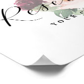 フローラスクリプト予約カスタム文字結婚の署名 ポスター (角)