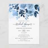 フローラスクリプト水彩植物学ブライダルシャワー インビテーションポストカード (正面)
