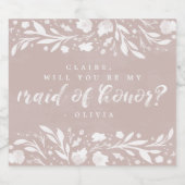 フローラスクリプトBe Myメイド・オブ・オーナー（花嫁付き添い人）ボトル スパークリングワインラベル (シングルラベル)