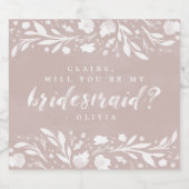 フローラスクリプトBe My Bridesmaidボトル スパークリングワインラベル (シングルラベル)