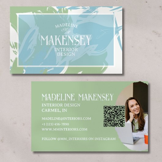 フローラスクリプトQRコード内部デザインフォト 名刺