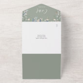 フローラスクリプトQRコードSage Green 結婚's オールインワン招待状 (外側)