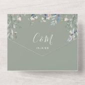 フローラスクリプトQRコードSage Green 結婚's オールインワン招待状 (裏面)