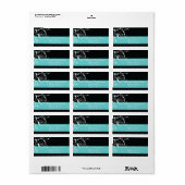 フローラスクロール葉ブラックアクア結婚ス ラベル (フルシート)