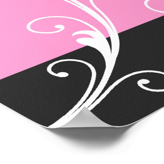 フローラスクロール葉ブラックピンク色の写真結婚を撮影したもの ポスター (角)