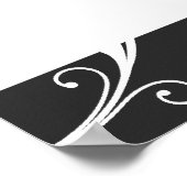 フローラスクロール葉黒白結婚の写真 ポスター (角)