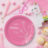フローラスケッチ幸せな母の日 ペーパープレート (パーティー)