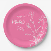 フローラスケッチ幸せな母の日 ペーパープレート (正面)
