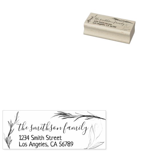 フローラスケッチ手描きカスタムファミリ名 ラバースタンプ (押印)