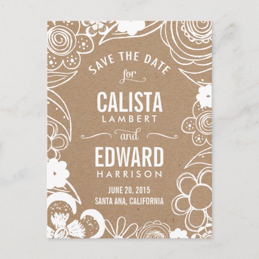 フローラスケッチ日付を保存 – クラフト 案内ポストカード (正面)