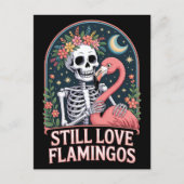 フローラスケルトンフラミンゴハロウィーン ポストカード (正面)