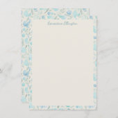 フローラスタイリッシュウォーターカラーパステルブルーパーソナライズされた ノートカード (正面/裏面)