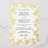 フローラスタイリッシュトレンディーモダンエレガントな結婚式 箔招待状 (正面)