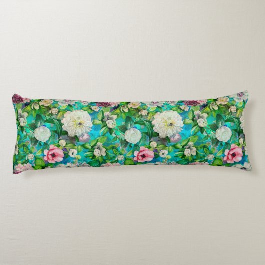 フローラスタイリッシュピンク花ブルーモノグラム ボディピロー (裏面)