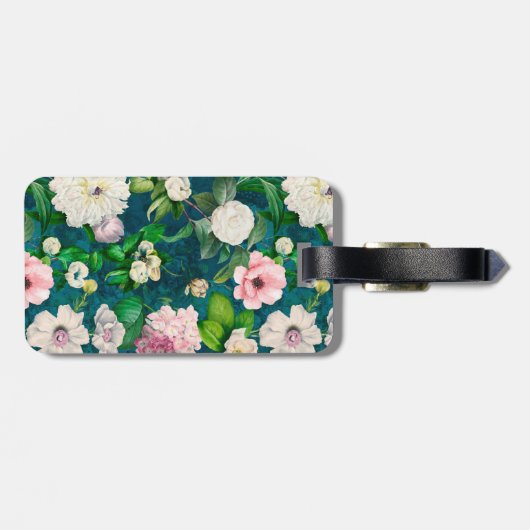 フローラスタイリッシュピンク花緑モノグラム模様 ラゲッジタグ (裏面横)