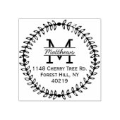 フローラスタイリッシュリースカスタムモノグラム ラバースタンプ (インプリント)