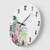 フローラスタイリッシュ水彩熱帯産 ラージ壁時計 (傾斜)