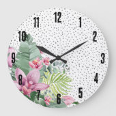 フローラスタイリッシュ水彩熱帯産 ラージ壁時計 (正面)