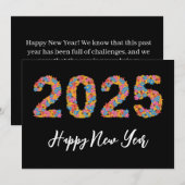 フローラスタイルシンプルhappy new years cards 2025 シーズンカード (正面/裏面)