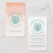 フローラスタイルベーカリーカップケーキロゴ赤面ピンクグラデーション 名刺 (正面/裏面)