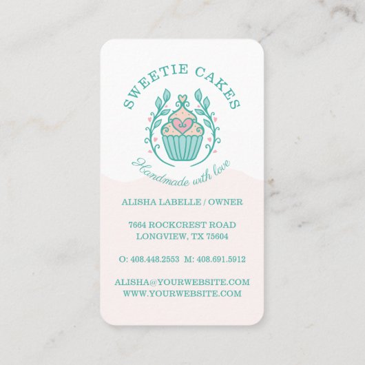 フローラスタイルベーカリーカップケーキロゴ赤面ピンクグラデーション 名刺 (裏面)