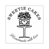 フローラスタイルベーカリーケーキ&スタンドロゴ ラバースタンプ (インプリント)