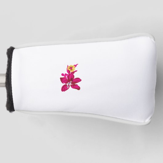 フローラスタイル、ArtyClickクリムゾン、ライト金ゴールド ゴルフヘッドカバー (正面)