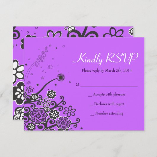 フローラスターオブデイビッドバルミツワー招待状返信 招待状 (正面/裏面)