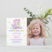 フローラスターズUnicorns誕生日招待状写真 招待状 (スタンド正面)