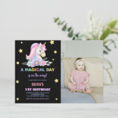 フローラスターズUnicorns誕生日招待状写真 招待状 (スタンド正面)