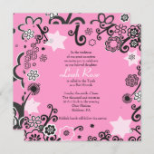 フローラスターバルミツワー招待状ピンク 招待状 (正面/裏面)