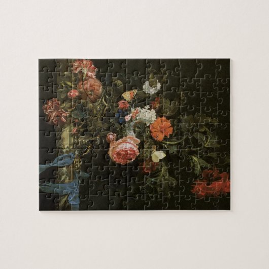 フローラスチルライフ花in花瓶,ヴィンテージバロック ジグソーパズル (横)