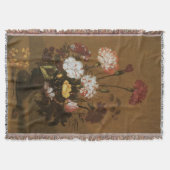 フローラスチルライフ花in花瓶,ヴィンテージバロック スローブランケット (正面)