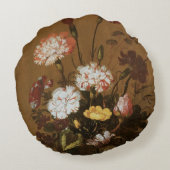 フローラスチルライフ花in花瓶,ヴィンテージバロック ラウンドクッション (裏面)