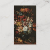 フローラスチルライフ花in花瓶，ヴィンテージバロック 名刺 (裏面)