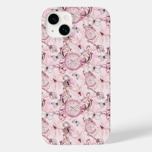 フローラスチームパンククロック – さくらんぼの花 Case-Mate iPhoneケース (裏面)