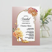 フローラスティレットシューズ赤面ピンクアーチブライダルシャワー 招待状 (スタンド正面)