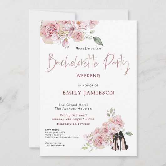 フローラスティレトスウィークエンドの旅程バチェロレッテ 招待状 (正面)