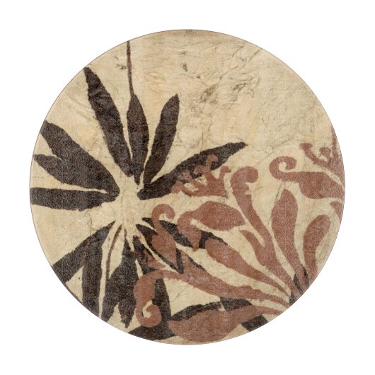 フローラステンシルデザインとタウニー葉ズ カッティングボード (正面)