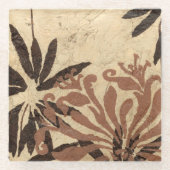 フローラステンシルデザインとタウニー葉ズ ガラスコースター (正面)