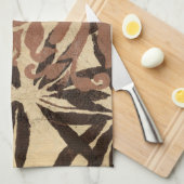 フローラステンシルデザインとタウニー葉ズ キッチンタオル (四つ折り)