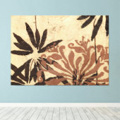 フローラステンシルデザインとタウニー葉ズ キャンバスプリント (インサイチュ (ウッドフロア))