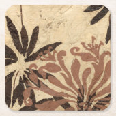 フローラステンシルデザインとタウニー葉ズ スクエアペーパーコースター (正面)