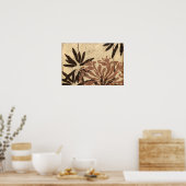 フローラステンシルデザインとタウニー葉ズ ポスター (キッチン)