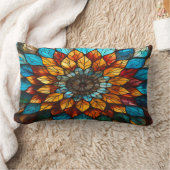 フローラステンドグラススタイル装飾用クッション ランバークッション (ブランケット)