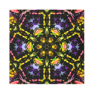 フローラステンドグラス万華鏡のように千変万化するパターンメタルウォールアート メタルプリント