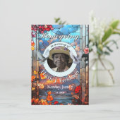 フローラステンドグラス、鳩、葬儀 案内状 (スタンド正面)