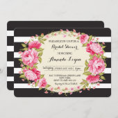 フローラストライプののシャワー招待 招待状 (正面/裏面)