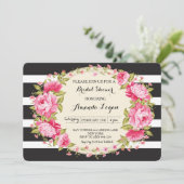 フローラストライプののシャワー招待 招待状 (スタンド正面)